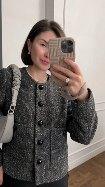 Твид от модного дома Chanel. Цвет графит с люрексом